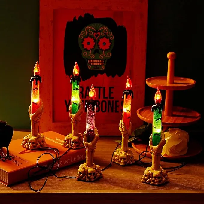 Halloween Garden Decorations, Garden Lights - Solar Powered Skull Candle Light