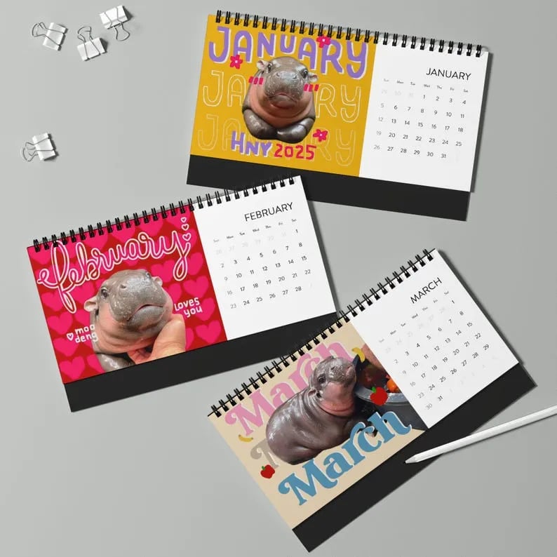 🦛Moo Deng Calendar | 2025 Desktop Calendar