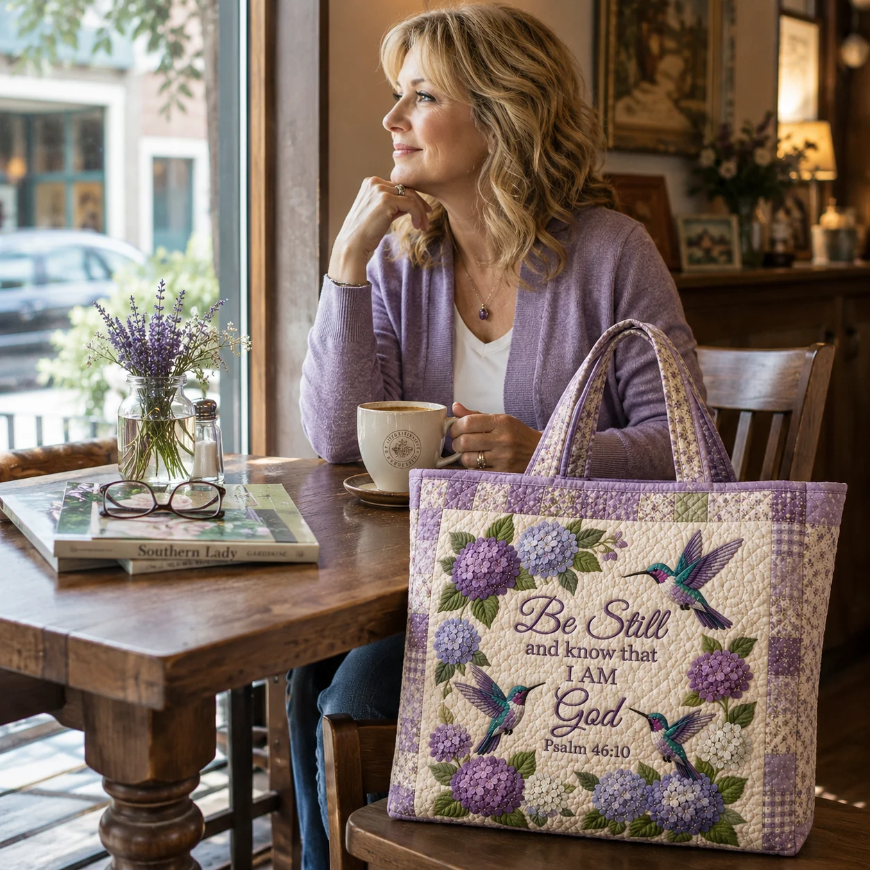 Hydrangea Hummingbird Faith Tote