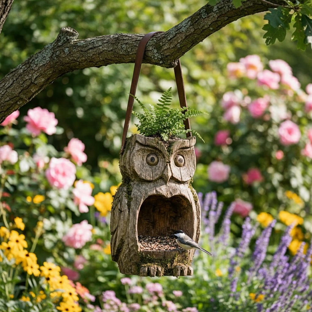 🦉 Rustic Owl Bird Feeder & Planter – Invite Nature to Your Garden