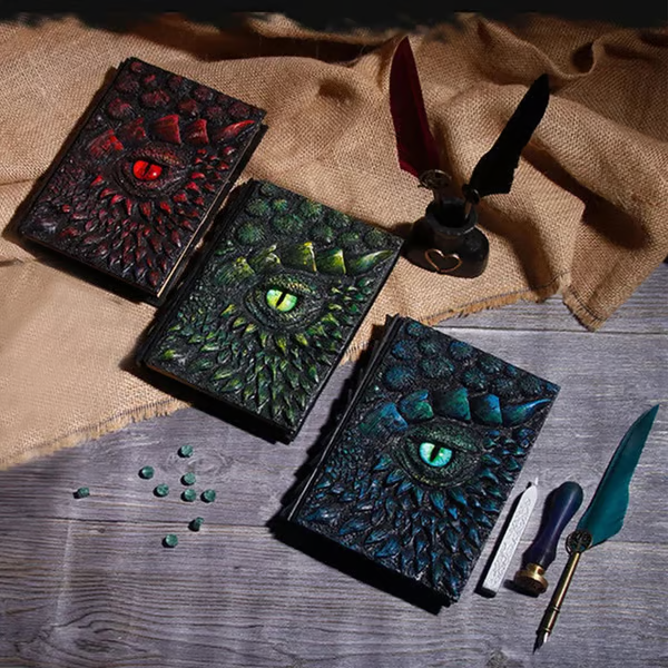Dragon Eye 3D Embossed Journal - Handmade Resin Engraved Notebook