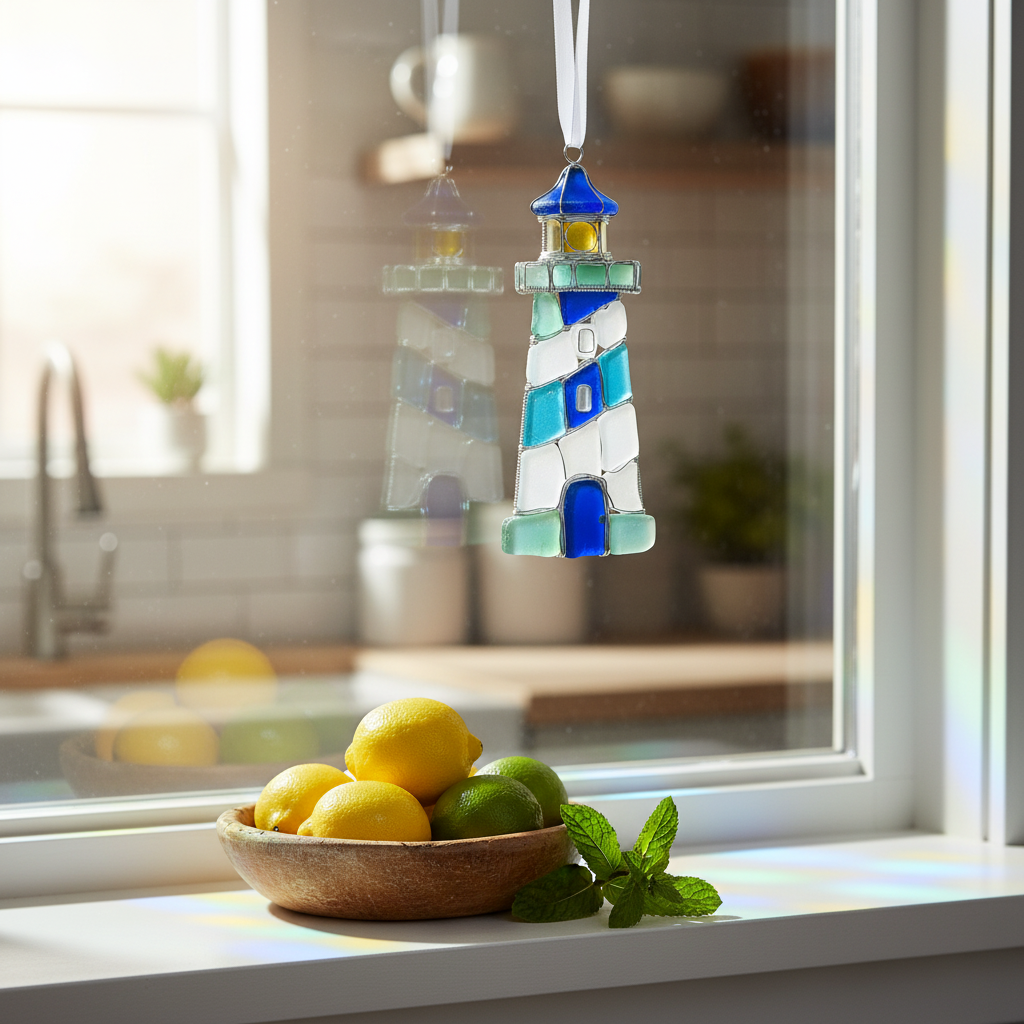 Sea Glass Lighthouse Ornament