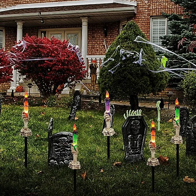 Halloween Garden Decorations, Garden Lights - Solar Powered Skull Candle Light
