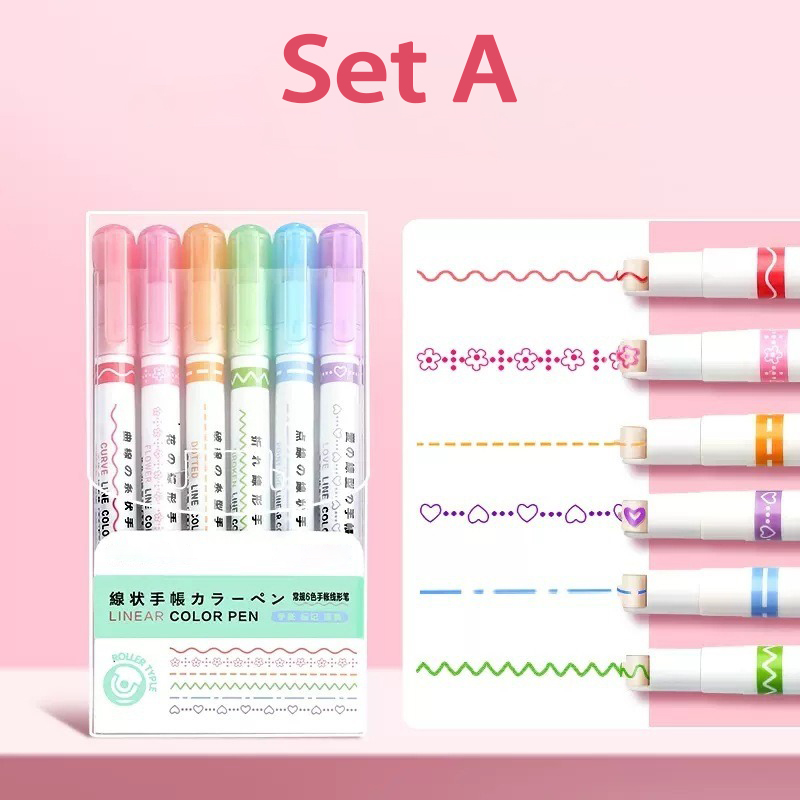 🔥BUY 2 GET 20% OFF🔥Dual Tip Pens with 6 Different Curve Shapes (6 pcs)