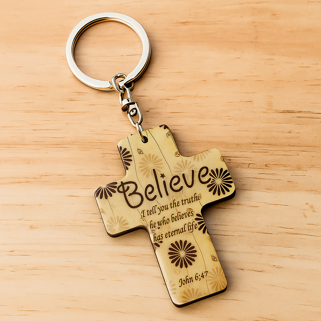 ✝️ Scripture Cross Keychain