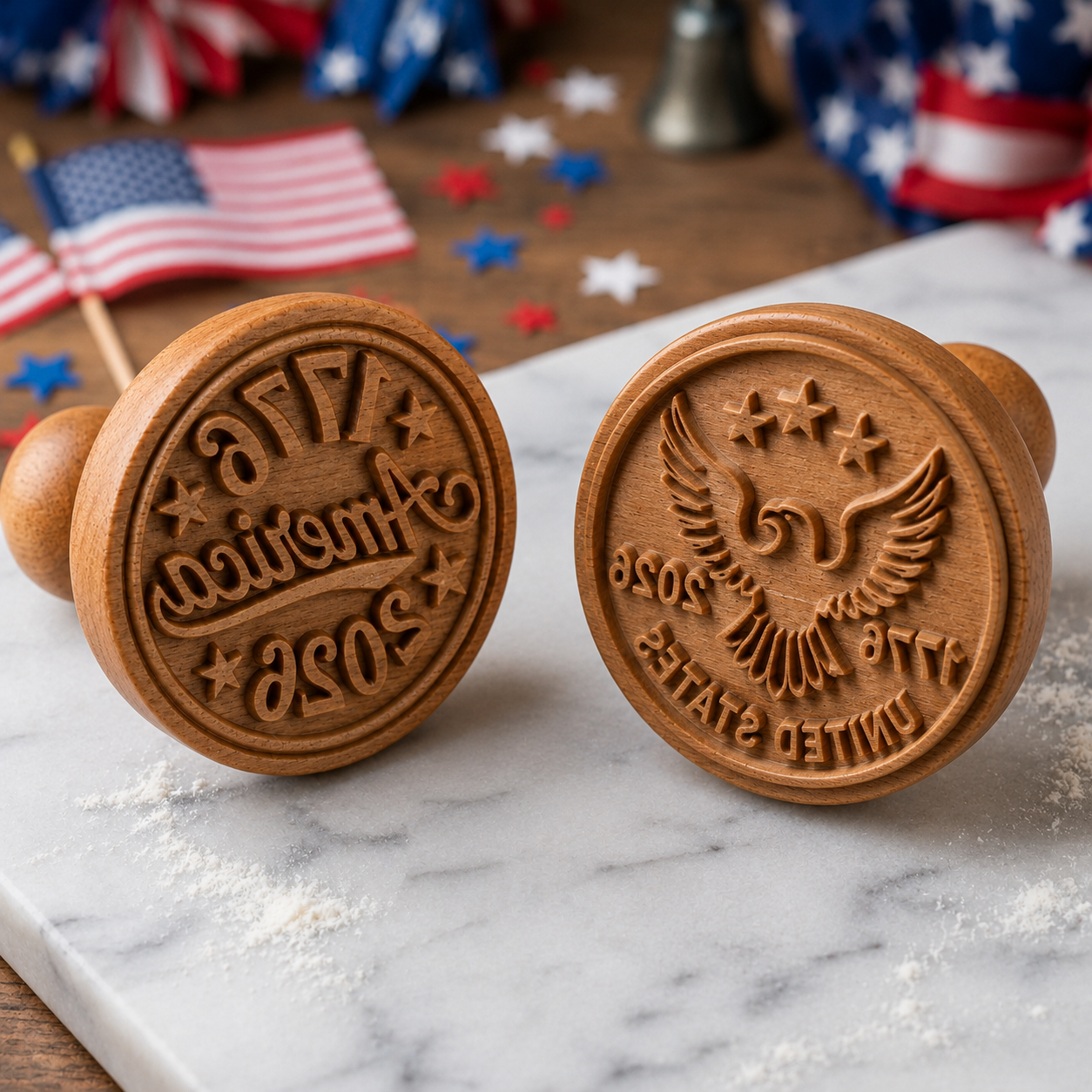 🇺🇸 America 250 Wooden Cookie Stamp – Bake with Patriot Pride