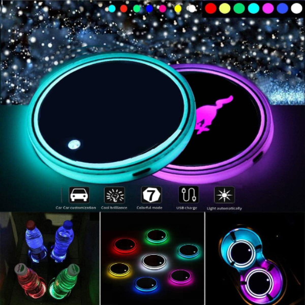 🔥Car Interior🌈Colorful LED Water Coaster 