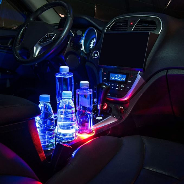 🔥Car Interior🌈Colorful LED Water Coaster 