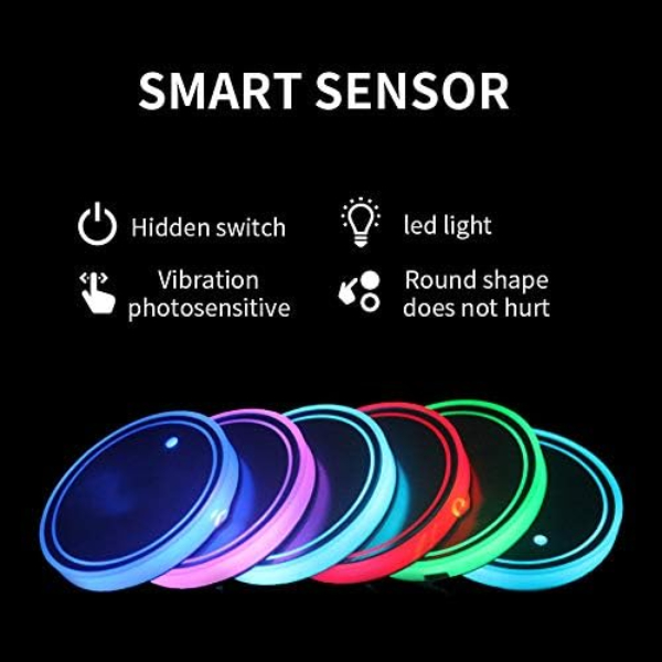 🔥Car Interior🌈Colorful LED Water Coaster 