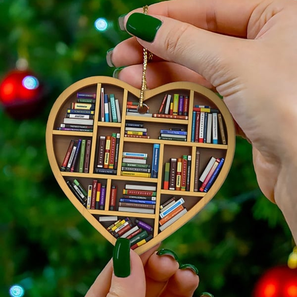 💝🎄Book Lovers Heart Ornament(2D Flat)