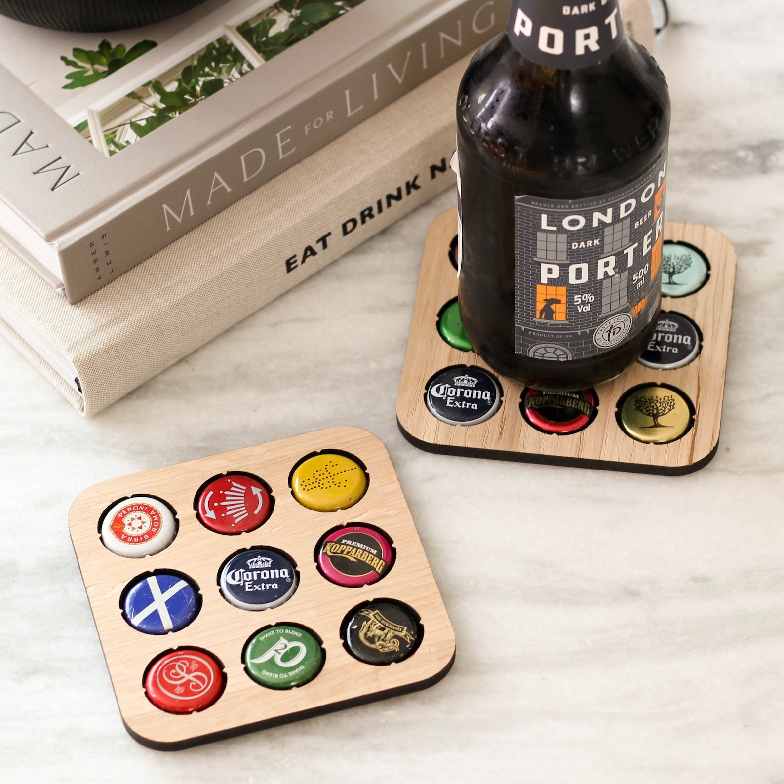 🍺Wooden Beer Cap Collector Coaster