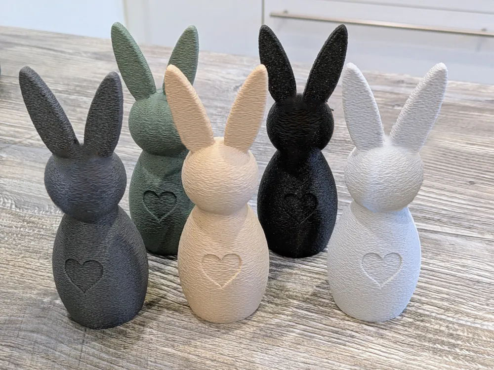 Handmade Easter Bunny Sculpture with Heart Pattern