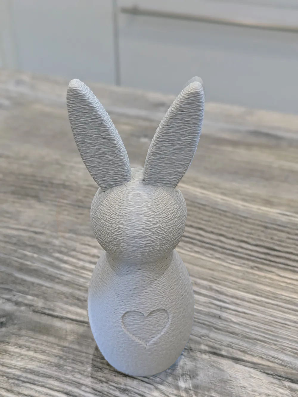Handmade Easter Bunny Sculpture with Heart Pattern