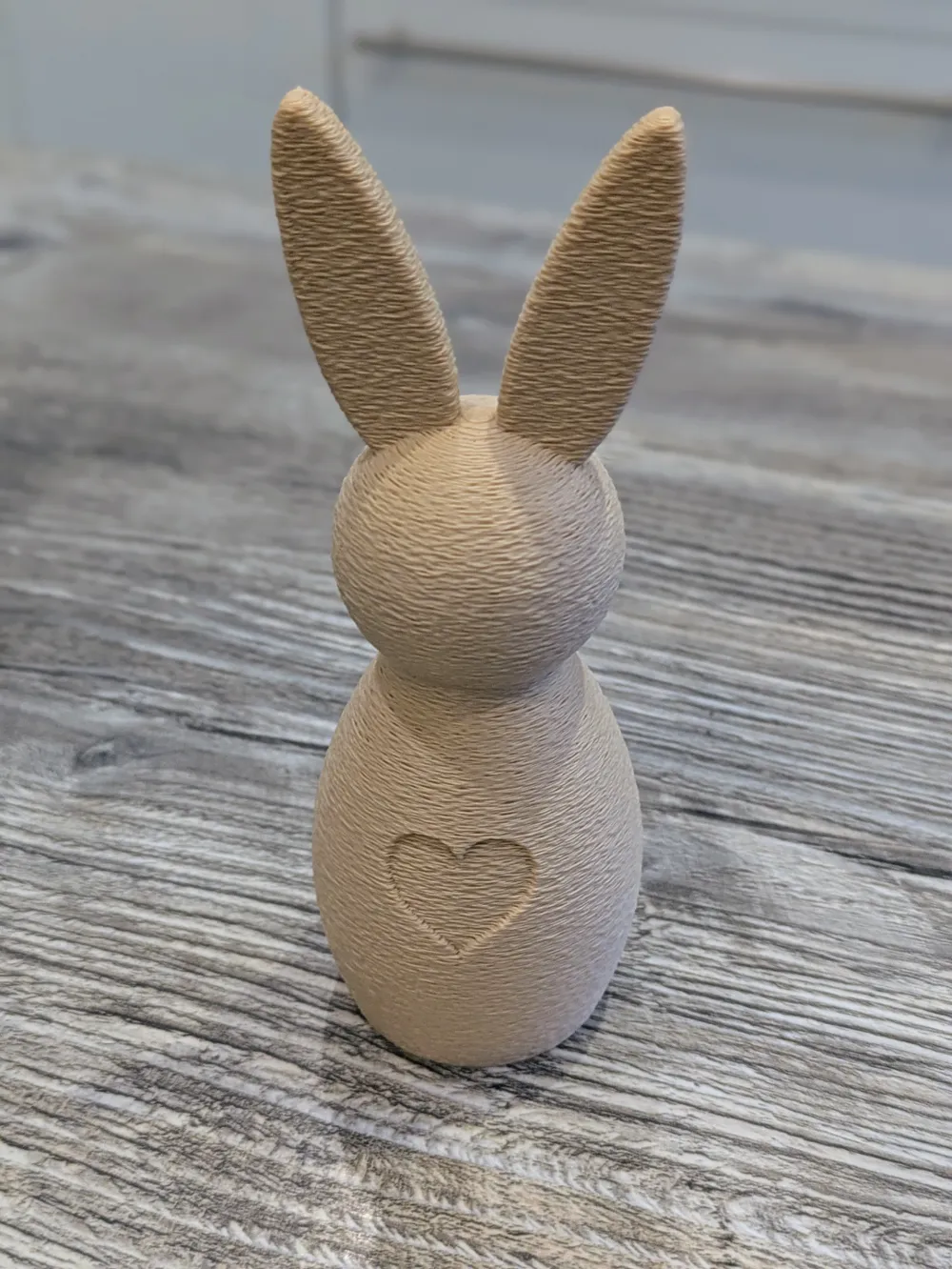 Handmade Easter Bunny Sculpture with Heart Pattern