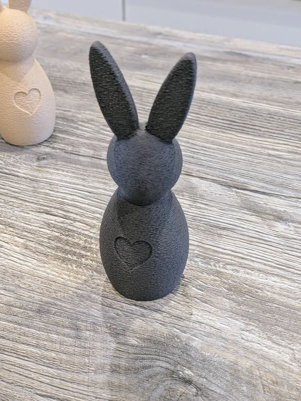 Handmade Easter Bunny Sculpture with Heart Pattern