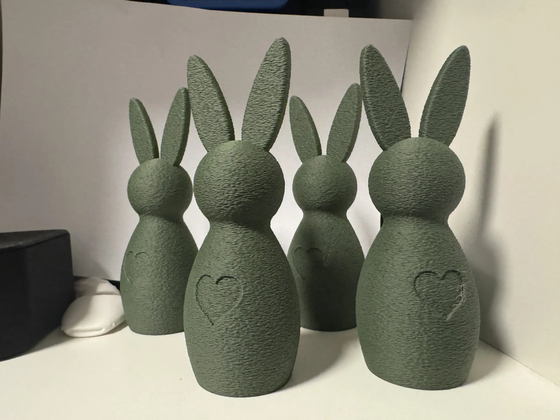 Handmade Easter Bunny Sculpture with Heart Pattern