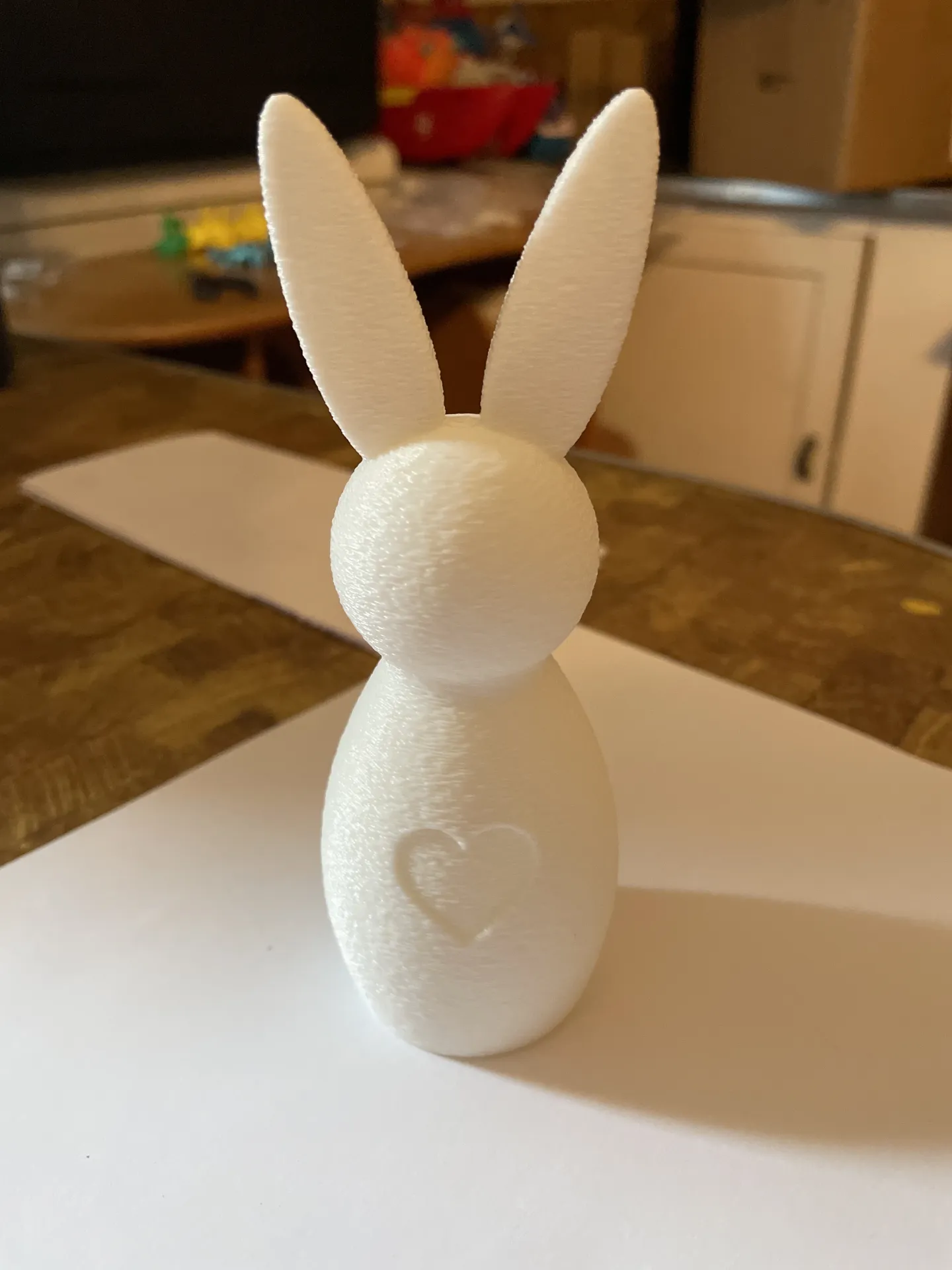 Handmade Easter Bunny Sculpture with Heart Pattern