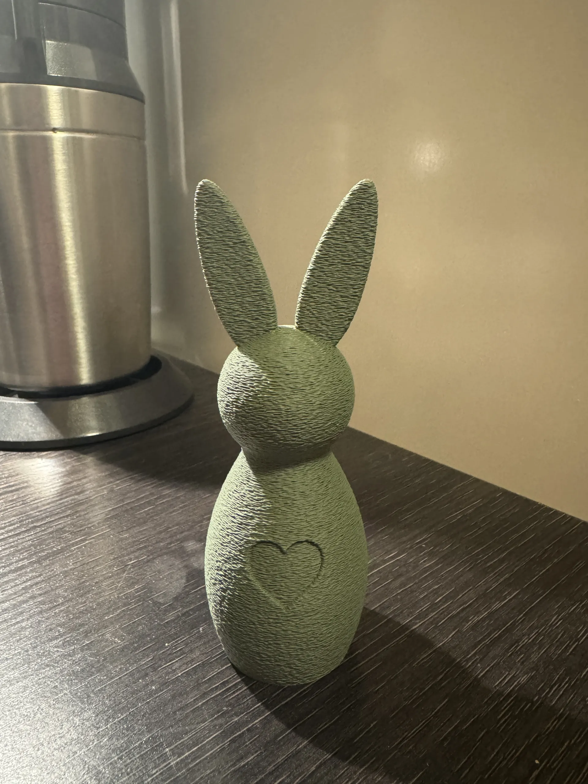 Handmade Easter Bunny Sculpture with Heart Pattern