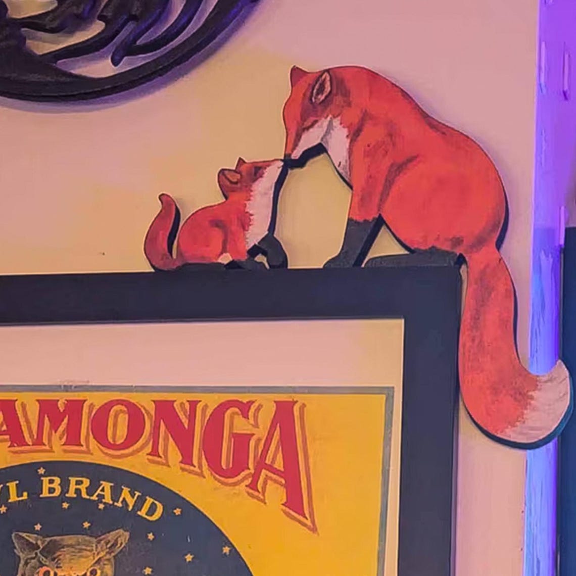 Fox Door Corner Wooden Decoration