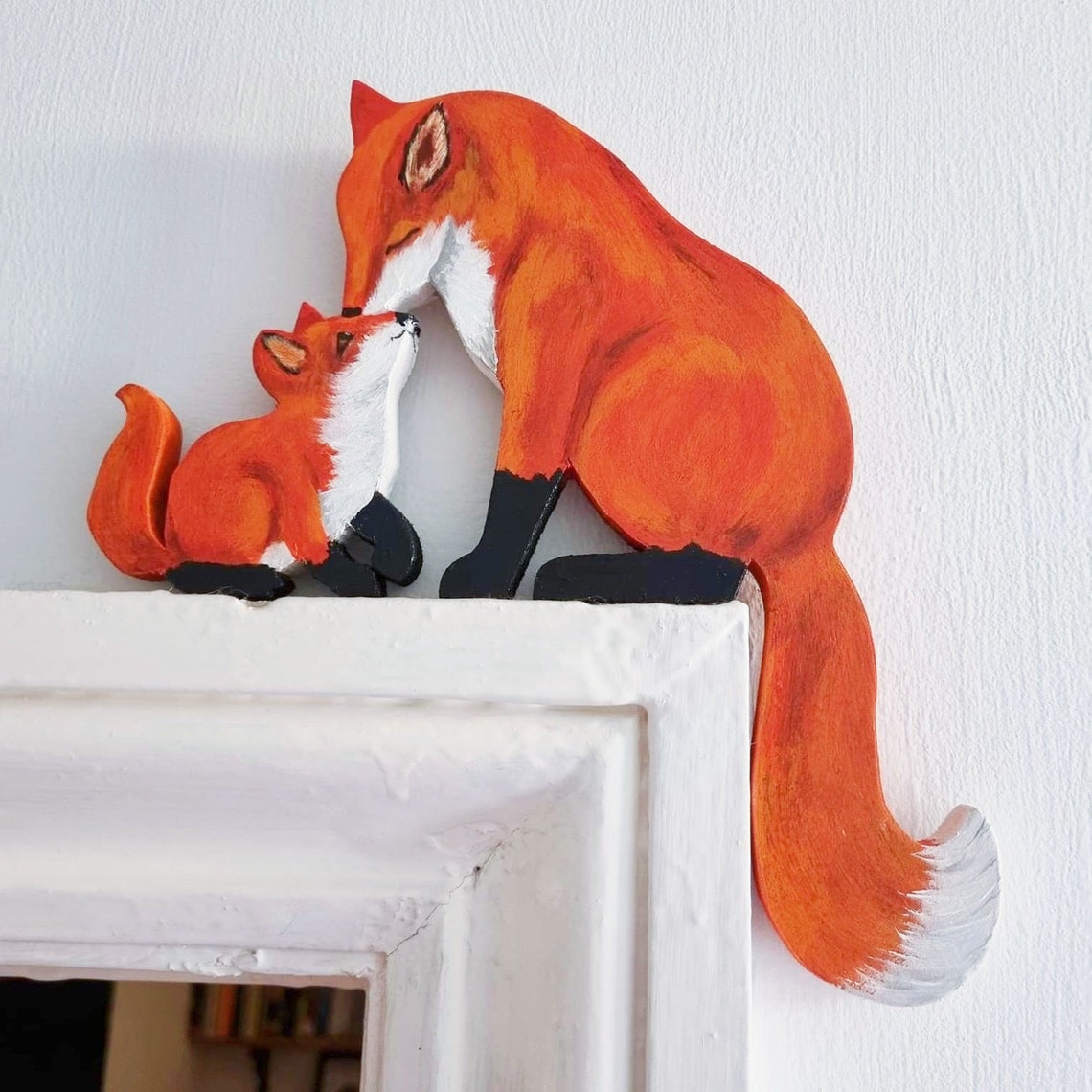 Fox Door Corner Wooden Decoration