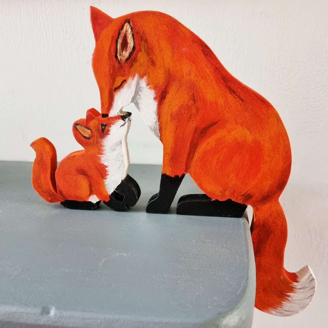 Fox Door Corner Wooden Decoration