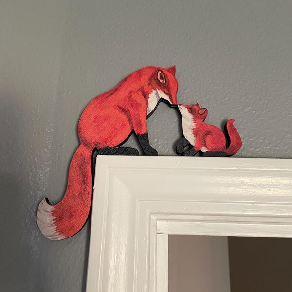 Fox Door Corner Wooden Decoration