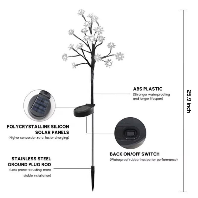 Outdoor Waterproof Cherry Blossom Multicolor Solar Garden Lights