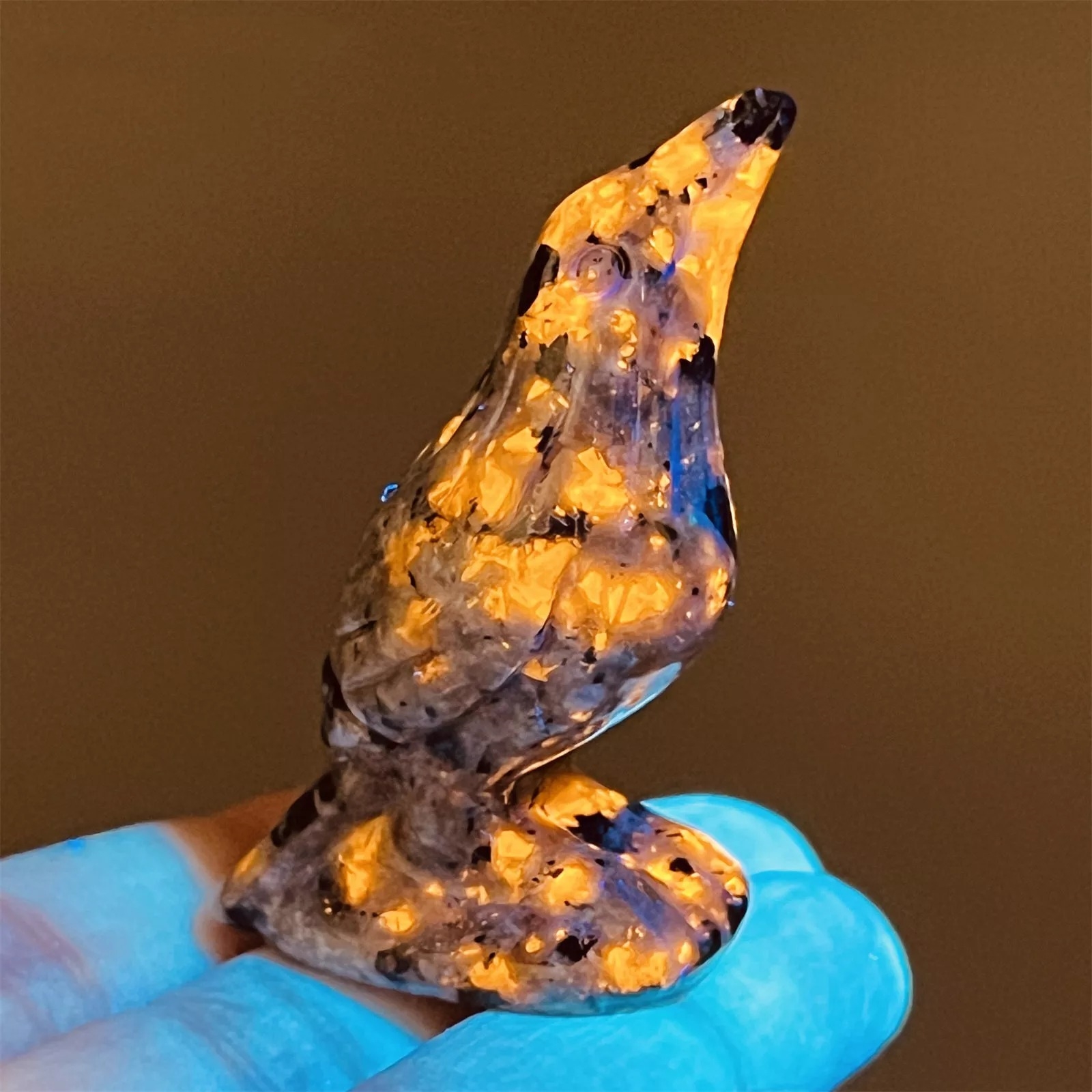 Natural Emberlite Crow Statue Handcrafted