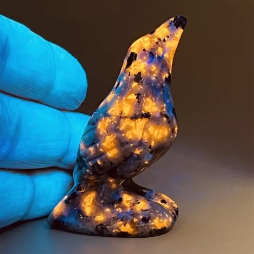 Natural Emberlite Crow Statue Handcrafted