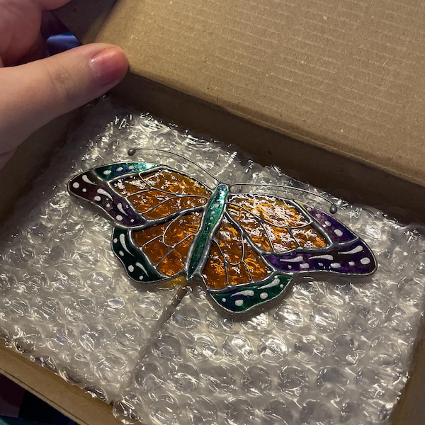 🦋Butterfly Stained Glass Suncatcher – Elegant Pot Decoration & Sunroom Accent