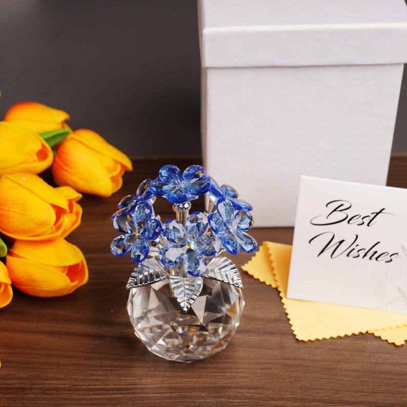 Handmade Crystal Forget-Me-Not Flower Ornament