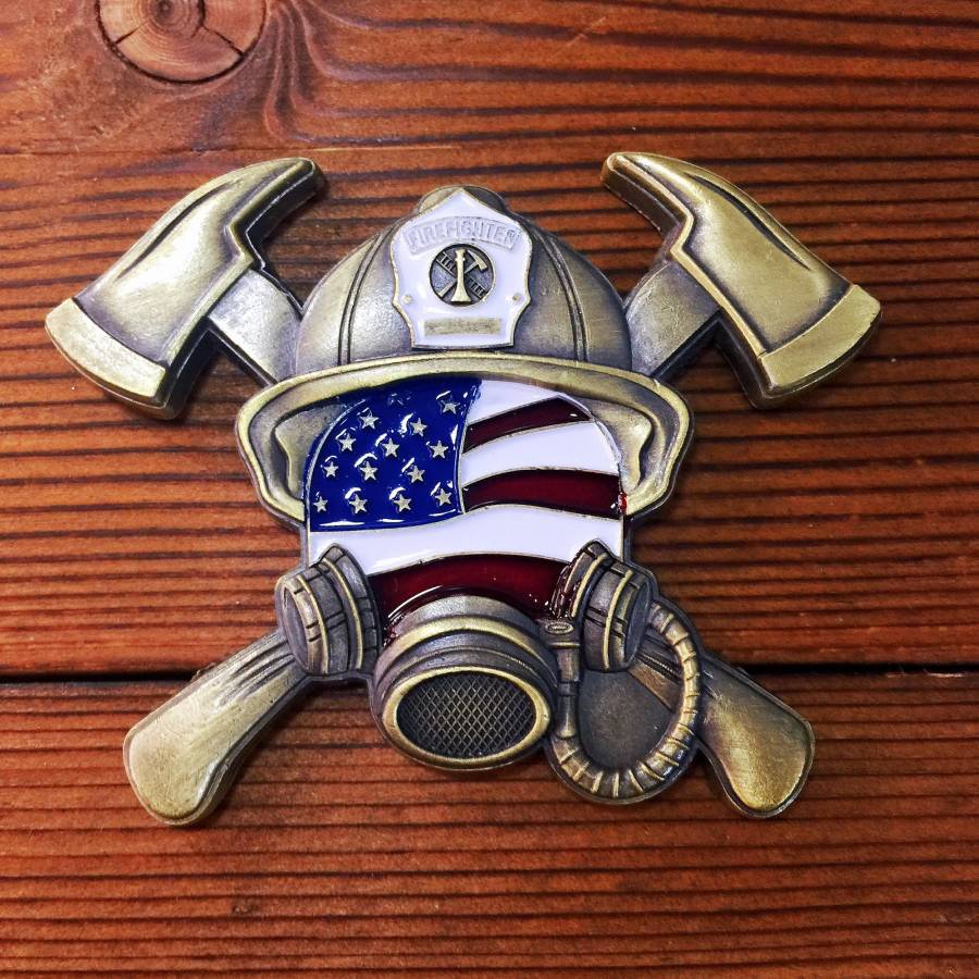 Firefighter Challenge Coin with Maltese Cross