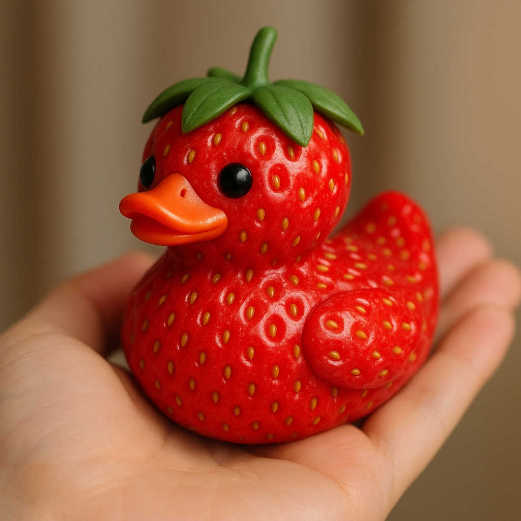 🍑🦆 Whimsical Fruit-Themed Duck Figurines