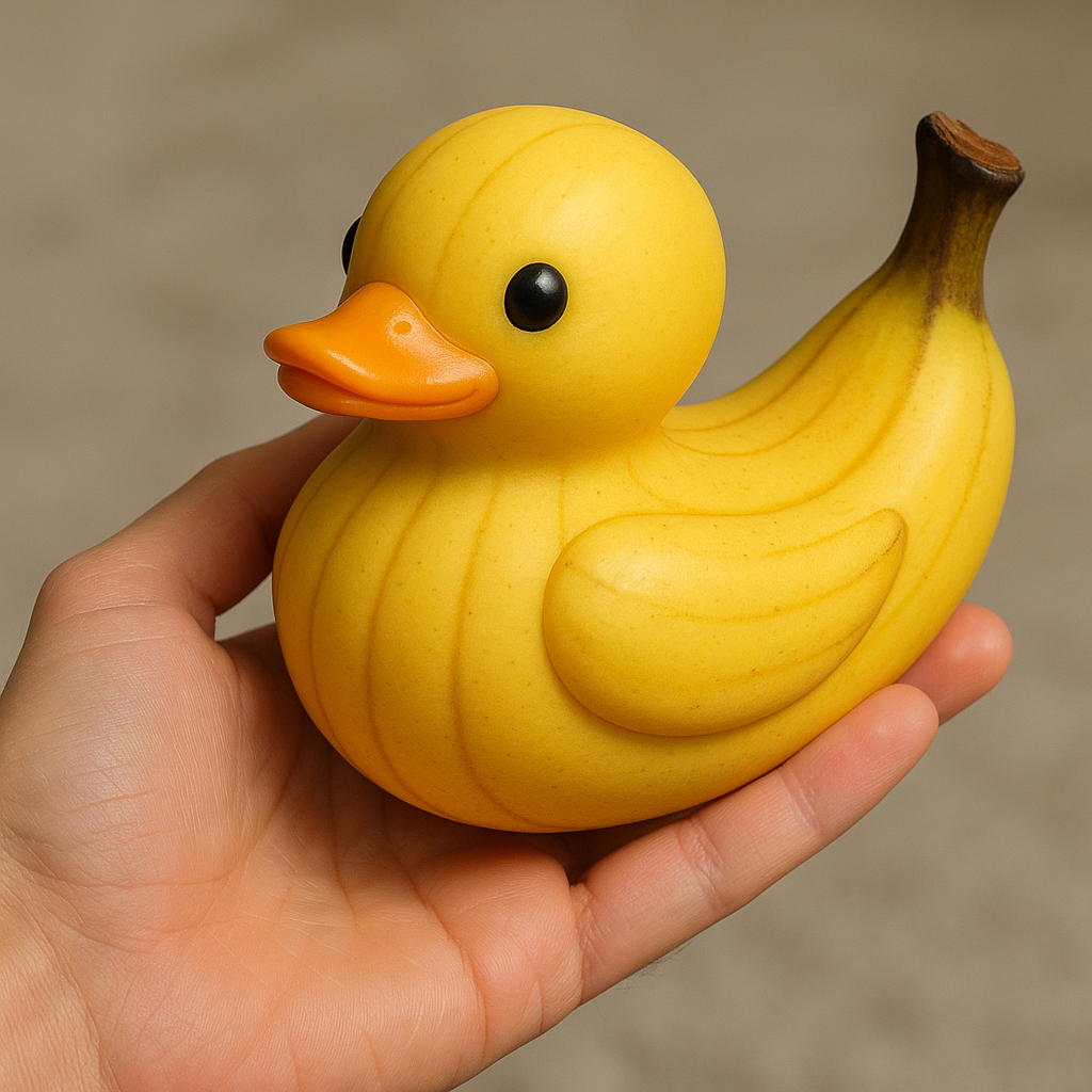 🍑🦆 Whimsical Fruit-Themed Duck Figurines