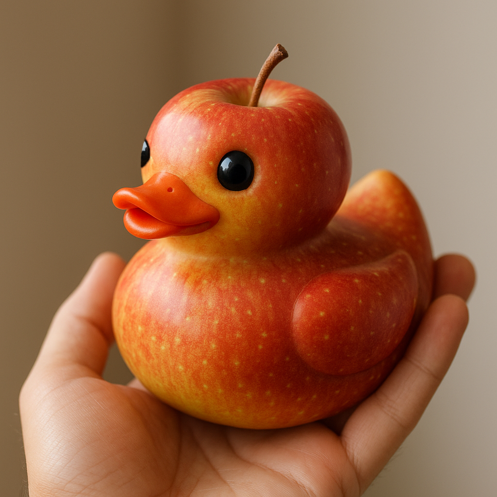 🍑🦆 Whimsical Fruit-Themed Duck Figurines