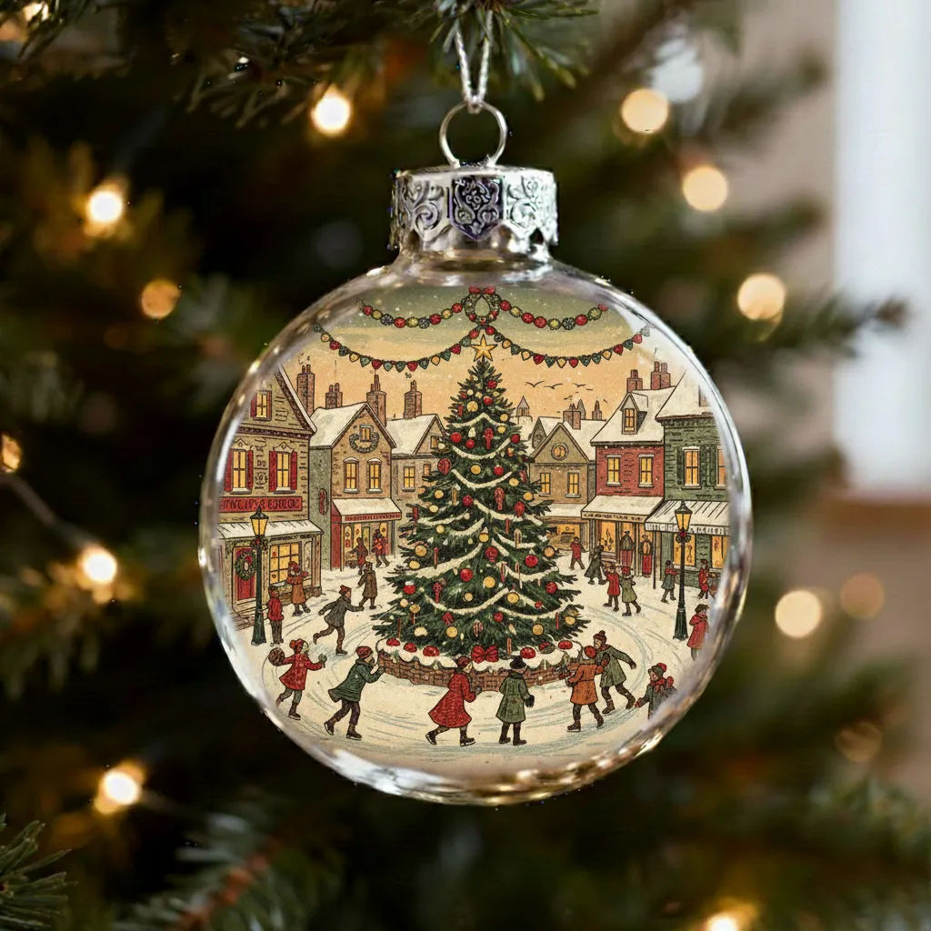 Vintage Christmas Scene Bulb Ornaments
