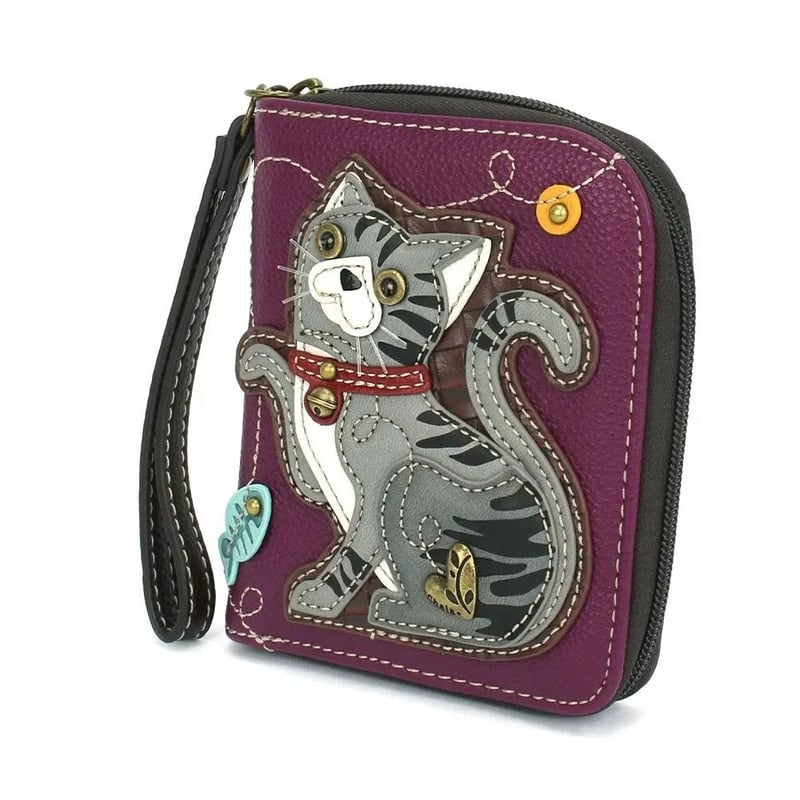 🐾 Zip Around Wallet – Gray Tabby Cat