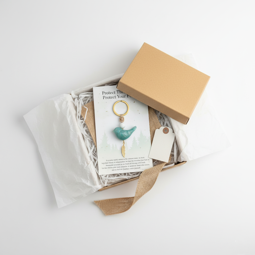 Song of Nature: Amazonite Bird Keychain for Peace & Courage