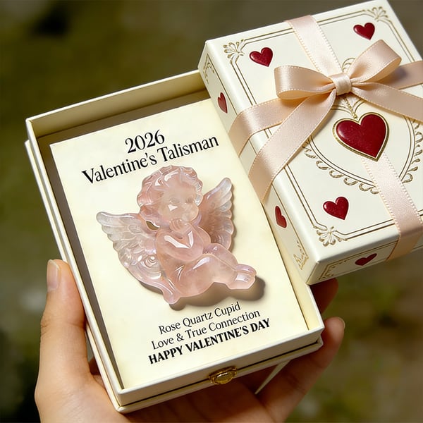 💘2026 Valentine's Talisman: Rose Quartz Cupid — A Symbol of Loving Guardian & Heartfelt Connection🎁Perfect for Lovers, Family & Kids!