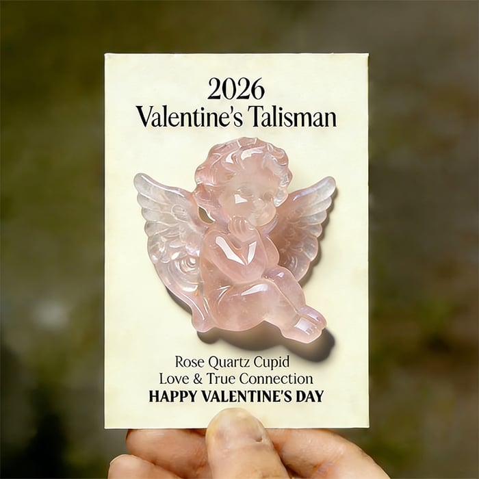 💘2026 Valentine's Talisman: Rose Quartz Cupid — A Symbol of Loving Guardian & Heartfelt Connection🎁Perfect for Lovers, Family & Kids!