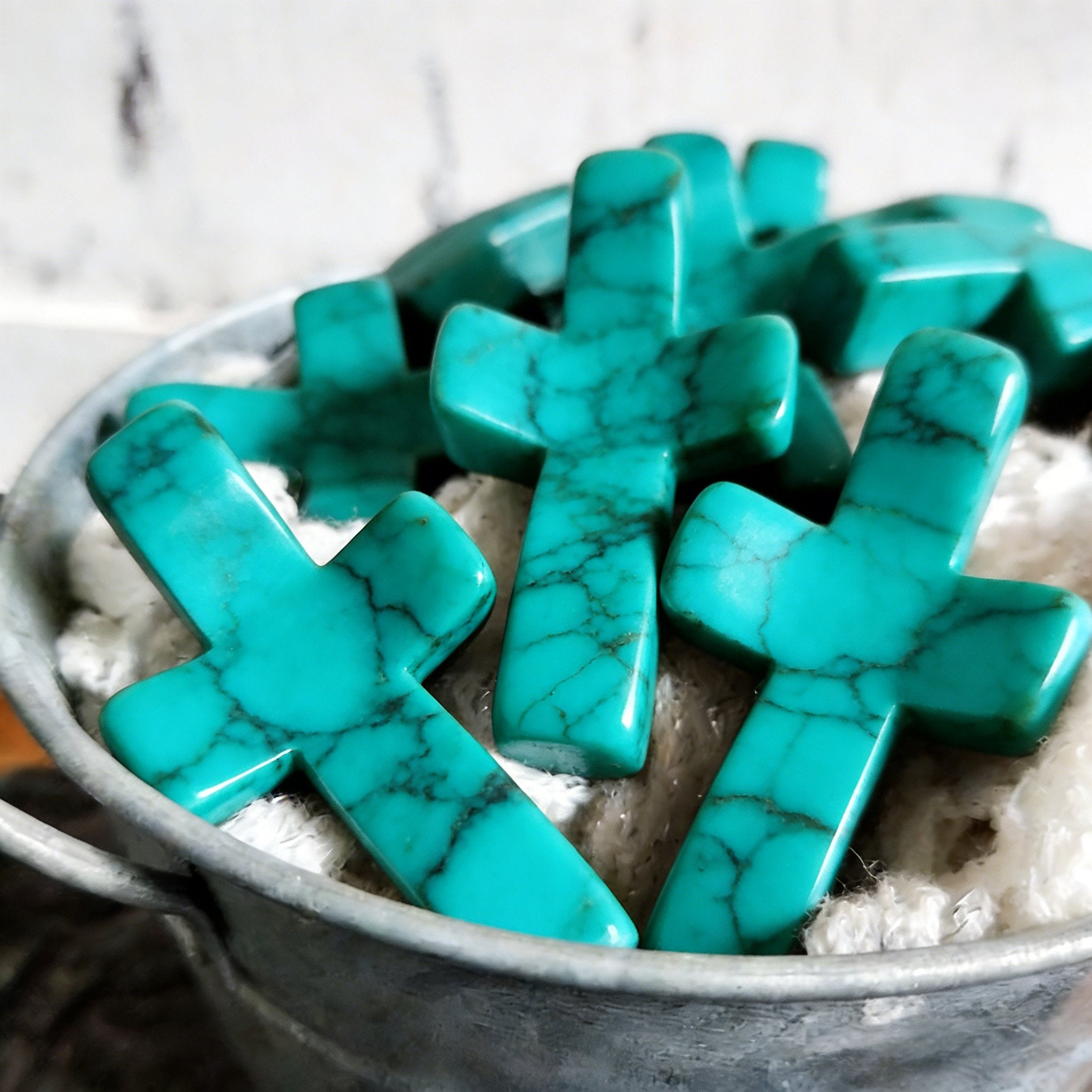 ✝️Natural Turquoise Pocket Cross: Handcrafted for Peace & Serenity❤️