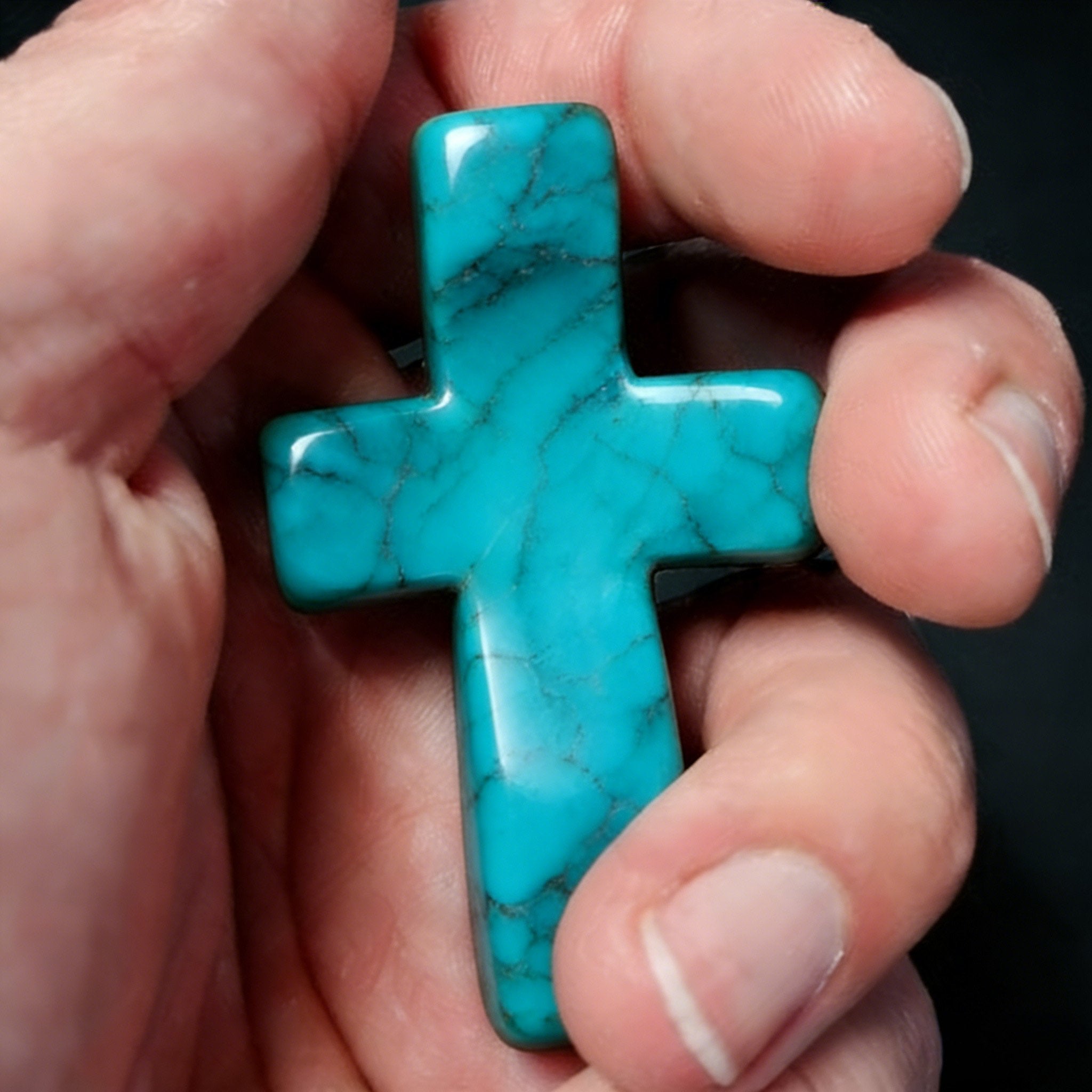 ✝️Natural Turquoise Pocket Cross: Handcrafted for Peace & Serenity❤️