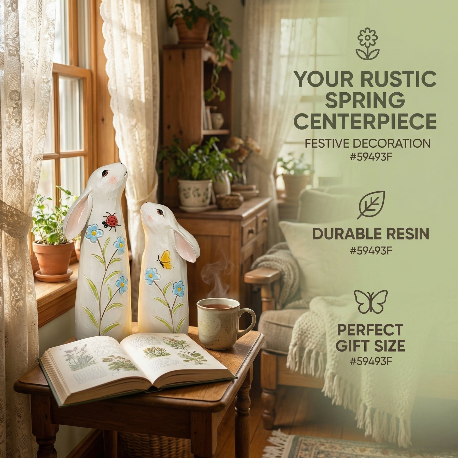 Hand-Painted Spring Bunny Figurines