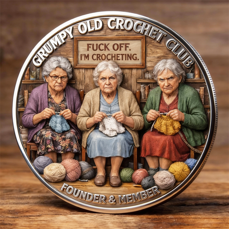 Grumpy Old Crochet Club – Founder & Member Coin