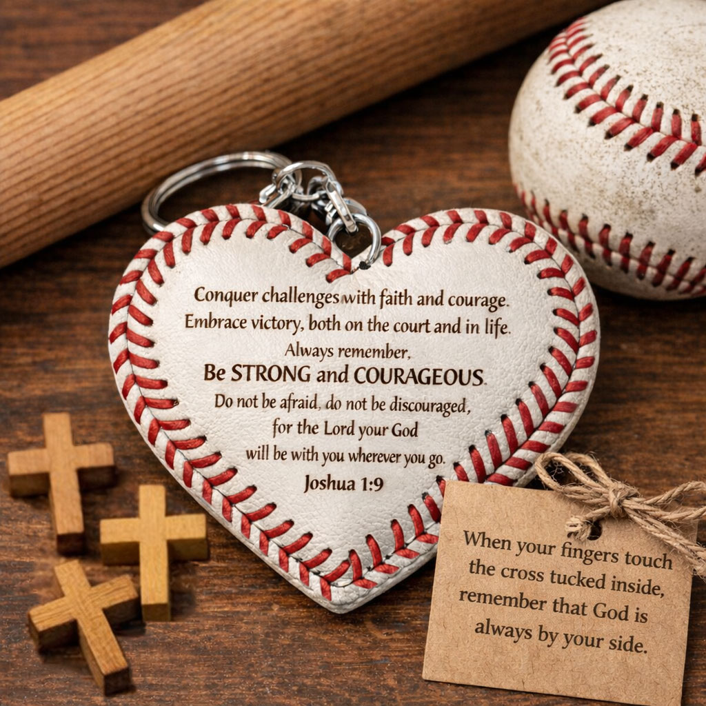 The "Faith in the Game" Heart Baseball Keychain
