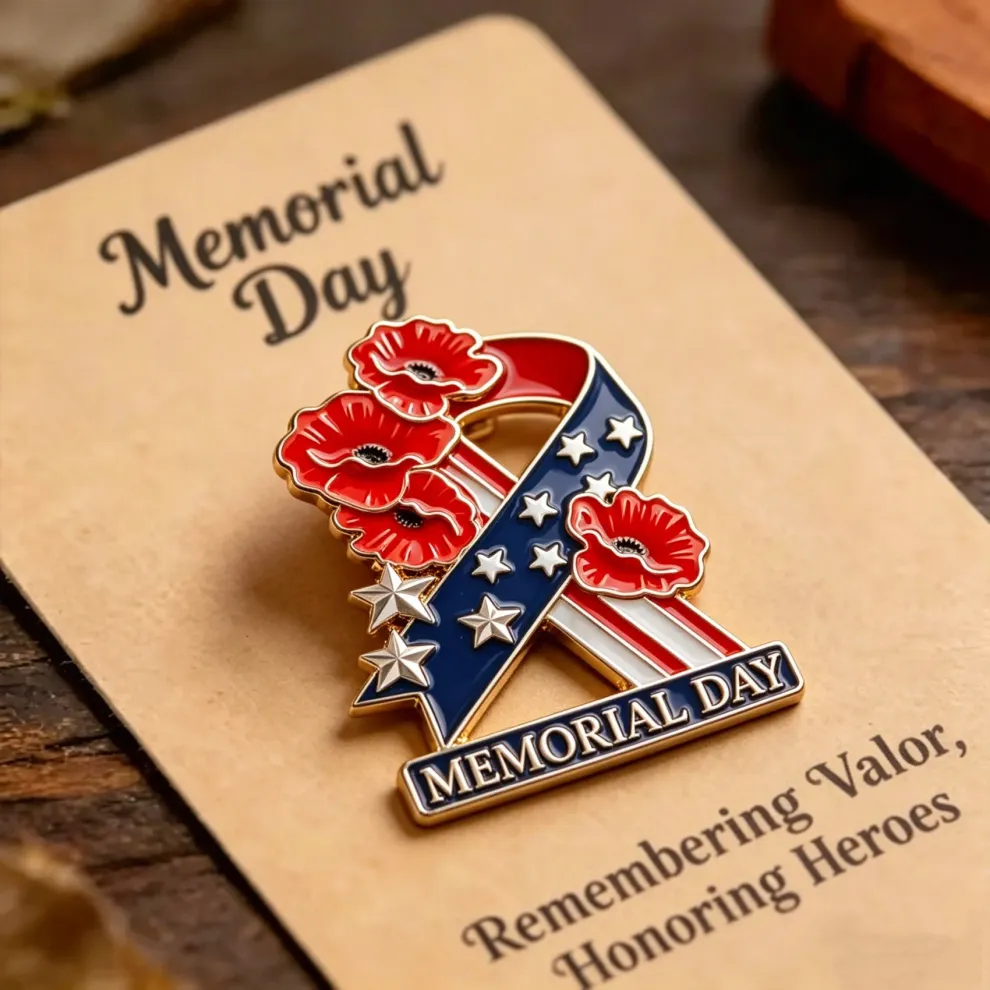 🌺❤️Memorial Day Commemorative Poppy Ribbon Pin