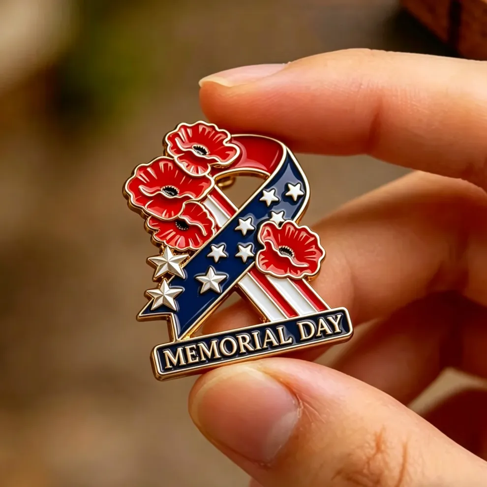 🌺❤️Memorial Day Commemorative Poppy Ribbon Pin