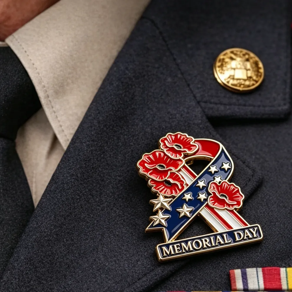 🌺❤️Memorial Day Commemorative Poppy Ribbon Pin