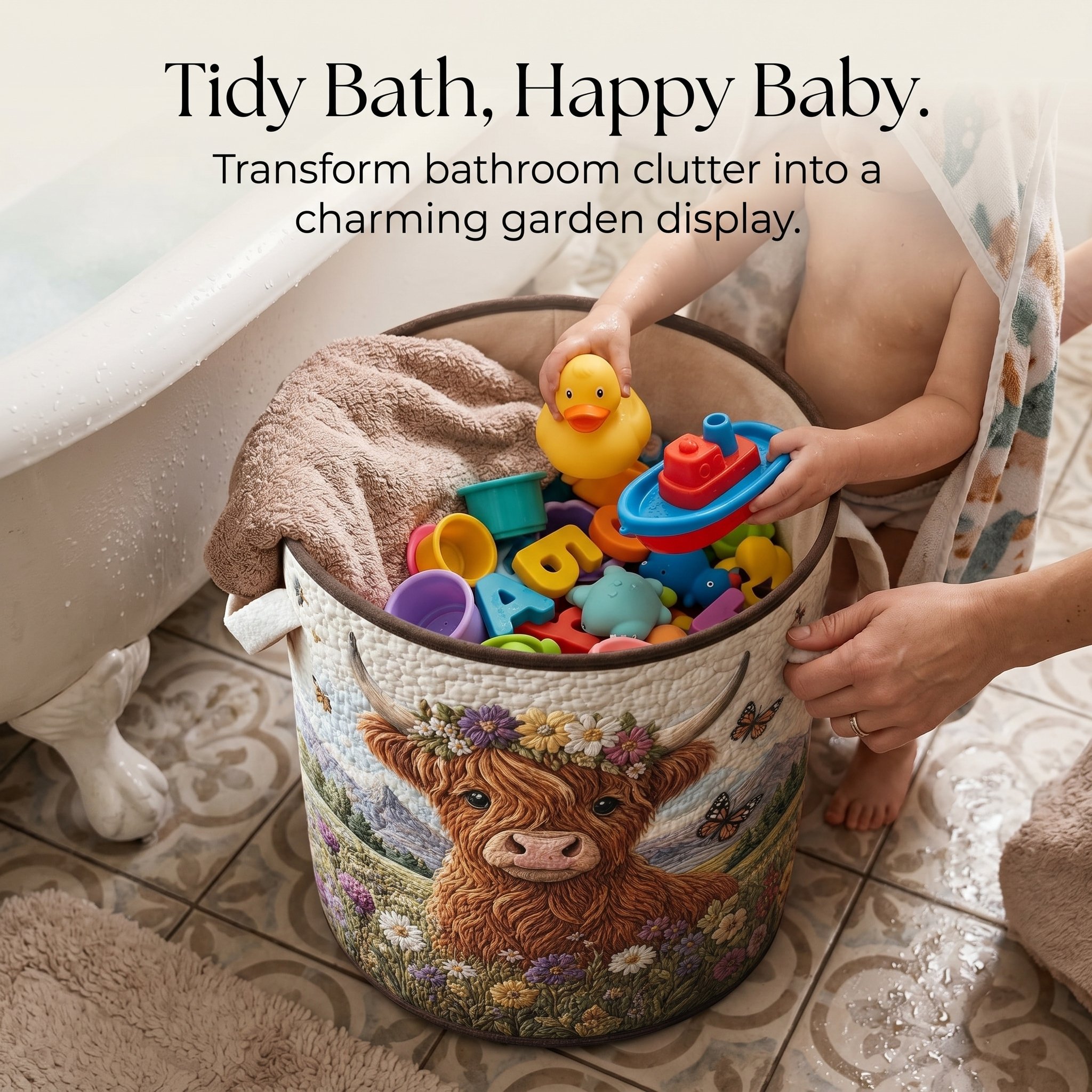 🌱🐂Highland Cow Garden Charm Storage Basket