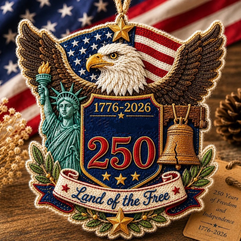 USA 250 Years Vintage Felt Commemorative Ornament
